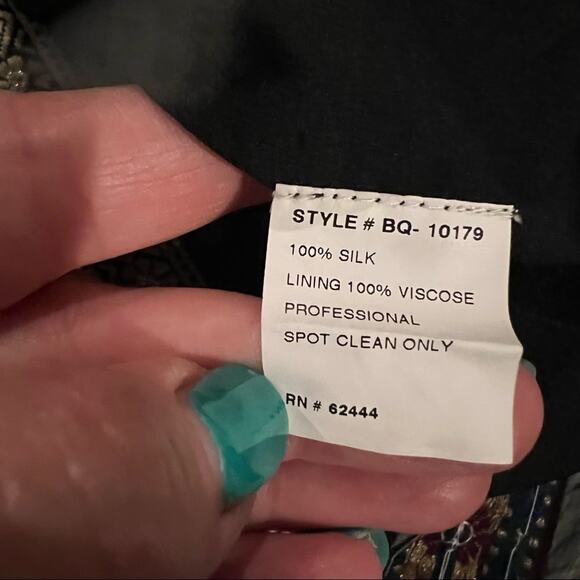 NICOLE MILLER Artelier Silk Beaded Boho Print Mini Skirt size 4 - Picture 4 of 11